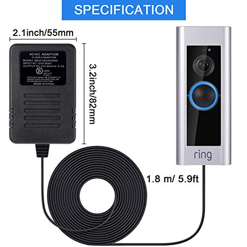 Transformer for Ring Doorbell Power Supply Adapter Cable Compatible