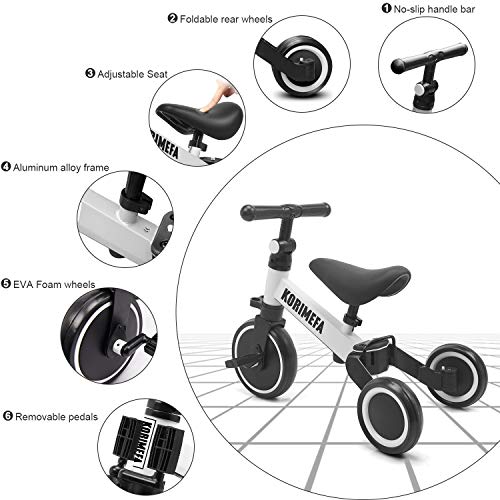 KORIMEFA 3 in 1 Kids Tricycle for 2 Year Old Trike Toddlers Bikes 2 3