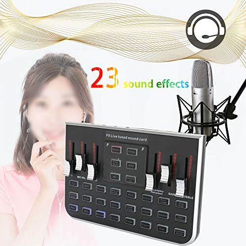 Godyluck Studio Audio Mixer Microphone Excellent Quality Voice Music Professional Audio USB Headset Webcast Entertainment Karaoke Steamer Live Sound Card F8 4 Modes