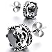 Men's 2PCS Stainless Steel Stud Earrings CZ Silver Black Royal King Crown Vintage Elegant Set