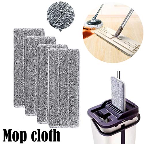 Nesee Washable Microfiber Mop Head (4 Pack) - Microfiber Replacement Mop Pads for Cleaning of Wet or Dry Floors - Professional Home/Office Cleaning Supplies