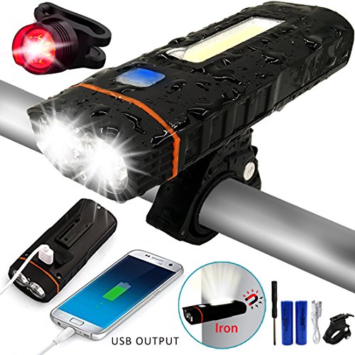 Bike lights set, USB Rechargeable LED Bike Light Set, Waterproof Mountain Bike Lights, Road Bike Lights, 500LM 5 Modes with Power Bank Function for Android Smartphone - From Lendoo Tech