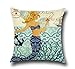 LEIOH Mediterranean Style Mermaid Beach Decor Cotton Linen Decorative Throw Pillow Case Cushion Cover Sets of 4 18X18 Inches