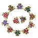 Yeshan Set of 12pcs Vintage Flower Design Metal Mini Jaw Clip,With Rhinestone and Crystal Claw Hair Clip