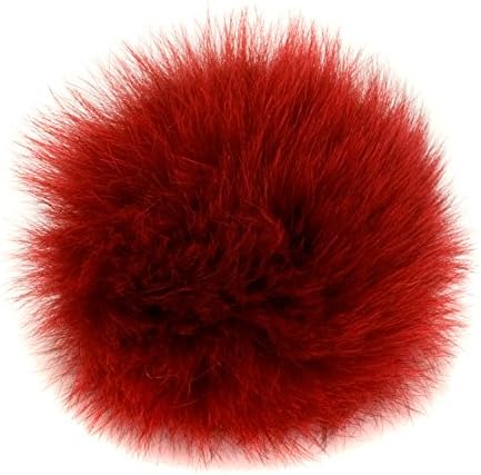 Real Genuine Fox Fur Pom Pom Ponytail Holder Hair Accessory Fascinator (Deep Red)