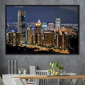 signwin Framed Canvas Wall Art City Illuminations Aerial...