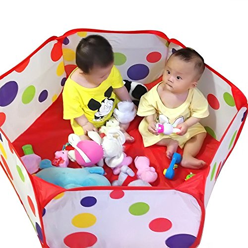 Bidlsbs Foldable Children Kids Play Tent Ball Tent Toddler Ball Pit with Red Zippered 39.4-inch by 19.7-Inch
