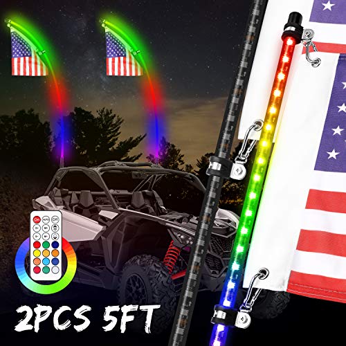 thumbnail image 2 of KEMIMOTO 5FT LED Whip Light For UTV ATV - RGB Multicolor Remote, IP67, For Can-Am Maverick X3 2 of 4