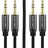 SecurOMax Aux Cable (3.5mm, Male to Male) with Shielded Cord, 3.3 Feet, 2 Pack