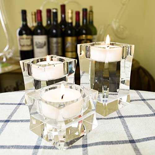 Amazing Home Candle Holders Set of 3 Pieces Elegant Heavy Crystal