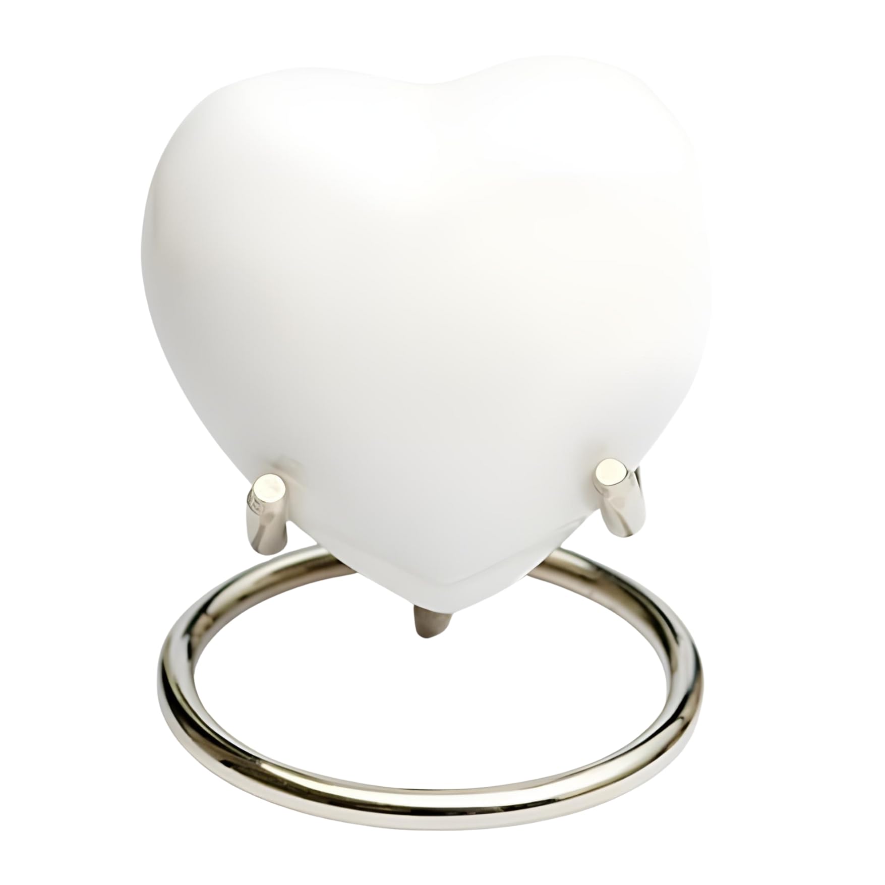 Royal Rapture Urn for Ashes Funeral Memorial Cremation Keepsake Love Urns Decorative Brass Heart with Stand (White Plain, 3") RHM03-01 โ image 1