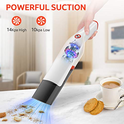 GeeMo Hand Vacuum Cordless Rechargeable, Portable Handheld Vacuum 14Kpa