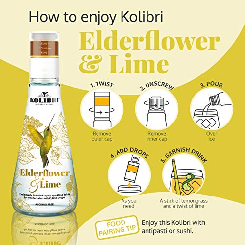Elderflower & Lime Naturally Flavored Sparkling Water by Kolibri Non