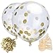 Mudder 12 Pieces Gold Confetti Balloons Clear Balloons 12 Inches with 20 g Golden Paper Confetti Dots for Party Decorations