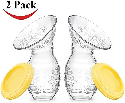 Silicone Breastfeeding Pump Manual Breast Pumps Milk Pump Suction with Protective Lid, 100% Food Grade BPA-Free Manual Hands Free ( Pack of 2 )