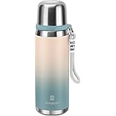 Stainless Steel thermo Bottles with cup 700ml/23.7oz Vacuum Insulated Bottle for hot and cold coffee drink water thermo flask with cup.(Gradient Blue,700ml)