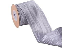 JinweiS 10 Yards 2inch Wired Crinkled Satin Ribbon, Silk-Like for Gift Wrapping, Crafts, Wreaths, Bouquets & Bows, Light Grey