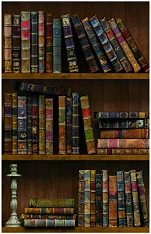 YijaSelf-Adhesive Vintage Bookshelf Peel-Stick Wallpaper Backsplash Shelf Liner Shelf Covering Removable Door Vinyl Flooring Stickers 17.7inch by 98inch