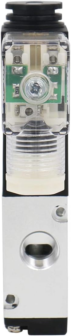 Heschen Electrical Pneumatic Solenoid Valve 3V210-08 PT1/4 3/2 Way (AC 220V), Silver, Black - Image 5