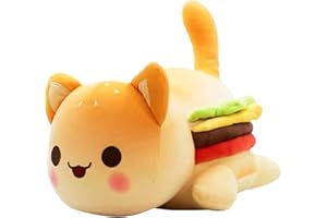 Womise Cat Stuffed Animal Plush,Cat Food Plushies Cat, Cute Anime Cartoon Cat Stuffed Animal Figure Toy Plush Pillow Gift for Kids and Festival Gift (hamburger cats)