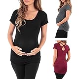 3 Pack Women's Side Ruched Cross Back Maternity Tunic Top by Mother Bee - Made in USA
