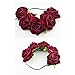 Floral Fall Rose Flower Crown Garland Festival Wedding Hair Wreaths Headbands F-32 (Burgundy)