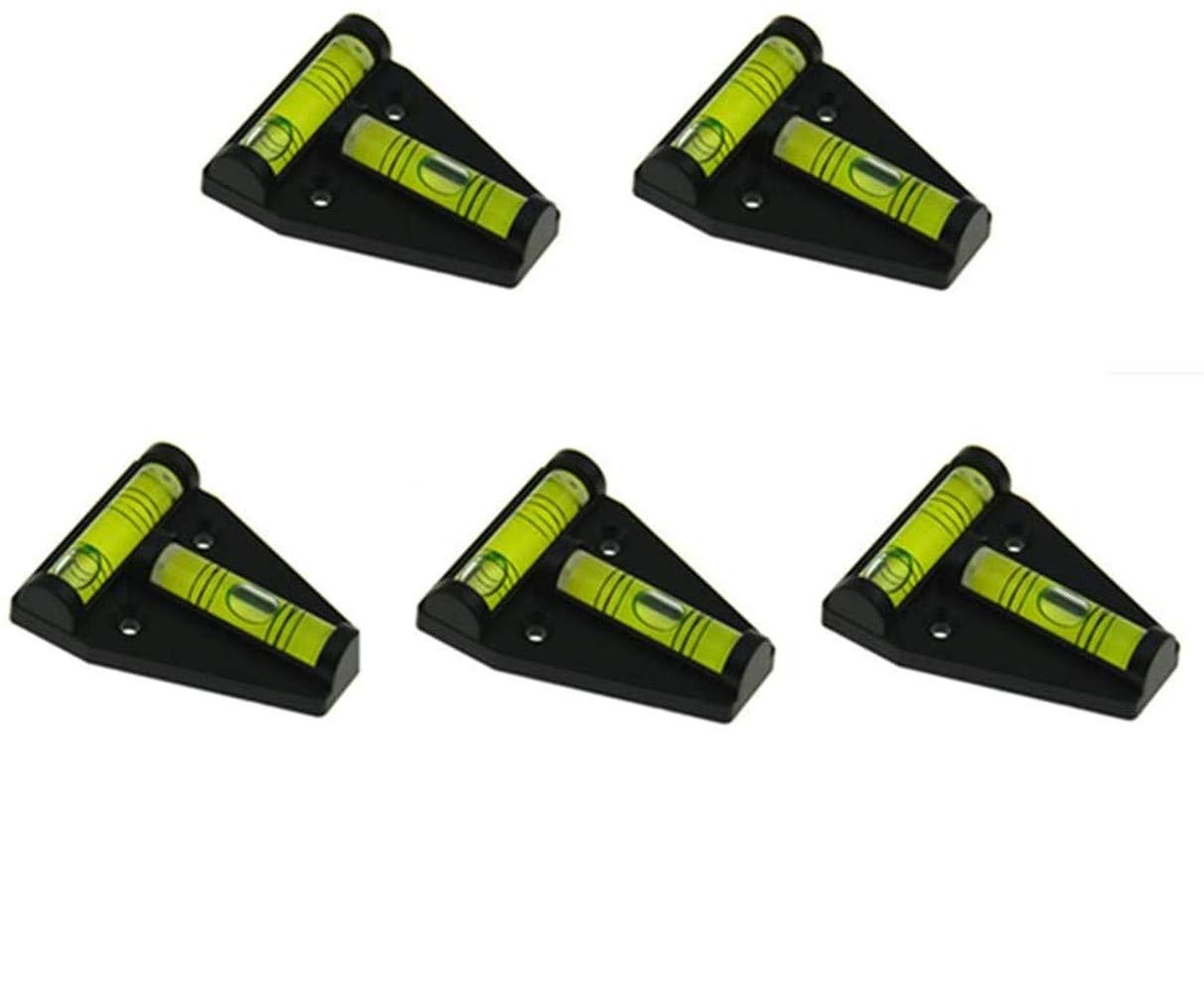 XMLEI Multi-Purpose T Type Black bidirectional Triangle Horizontal Bubble, with Base mounting Hole Level Bubble, can be Used for Woodworking, Machinery, Instrument, Tripod and Other Equipment.（5pack）