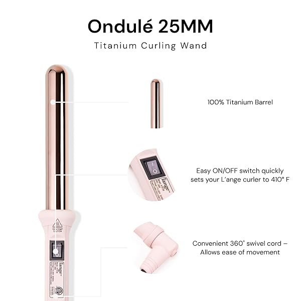 L’ANGE HAIR ONDULÉ 25MM TITANIUM CURLING WAND | PROFESSIONAL HOT TOOLS CURLING IRON 1 INCH | SALON HAIR STYLING WANDS FOR BEACH WAVES | BEST HAIR CURLER WAND FOR FRIZZ-FREE, LASTING CURLS