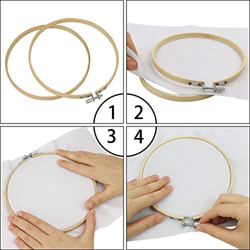 Similane 12 Pieces 6 Inch Embroidery Hoops Bamboo Circle Cross Stitch Hoop Ring for Embroidery and Cross Stitch