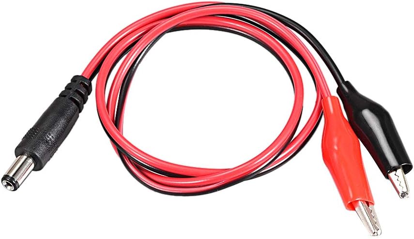 sourcing map 2.1mmx5.5 mm 12V DC Male Jack to Alligator Clip Power Cable Connectors 54cm for CCTV Security Camera Lighting Adapter