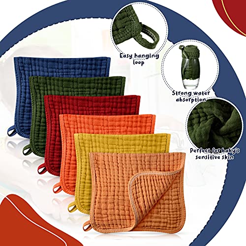 Irenare 6 Pieces Large 20 x 10 Inch Muslin Burp Cloths MultiColors
