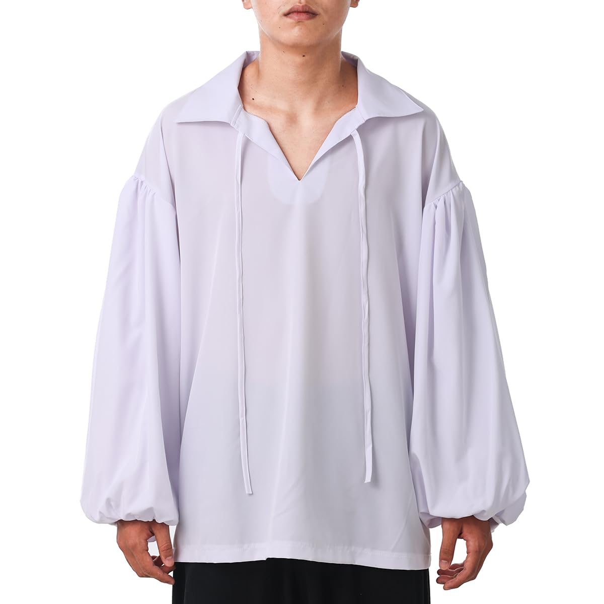 COSDREAMER Mens Pirate Shirt Colonial Shirt Renaissance Poet Shirt Blouse (White, Medium)