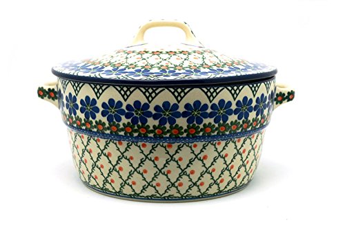 Click Here to See More Images Polish Pottery Baker - Round Covered Casserole - Primrose