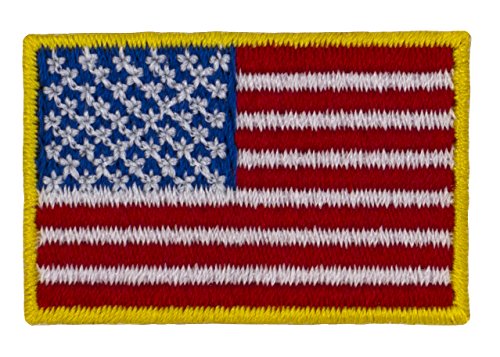 US Flag Embroidered Patch (Small Sew-on) Forward Full Color Gold Border 1.5