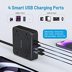 Surge Protector Power Strip 10 ft Cord - Flat Plug