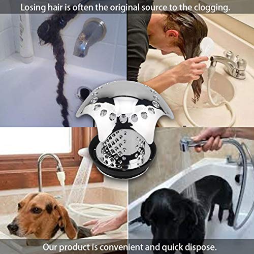 ERQILUJI Tub Drain Hair Catcher/Strainer/Stopper/Trap, Shower/Bathtub/Bathroom Tub Drain Protector - Thumbnail 3