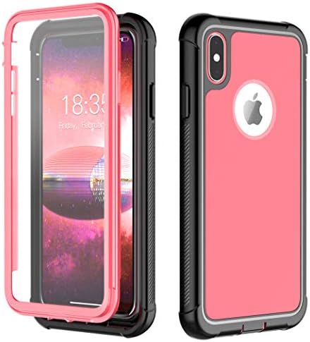 iPhone Xs Max Case,Built-in Screen Protector Cover 360 Degree Protection Rugged Bumper 6.5 Inch Case for iPhone Xs Max 2018 Release (Pink)