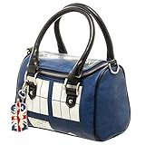 Official TARDIS Mini Satchel and Metal Charm Keychain Shoulder Handbag, Blue