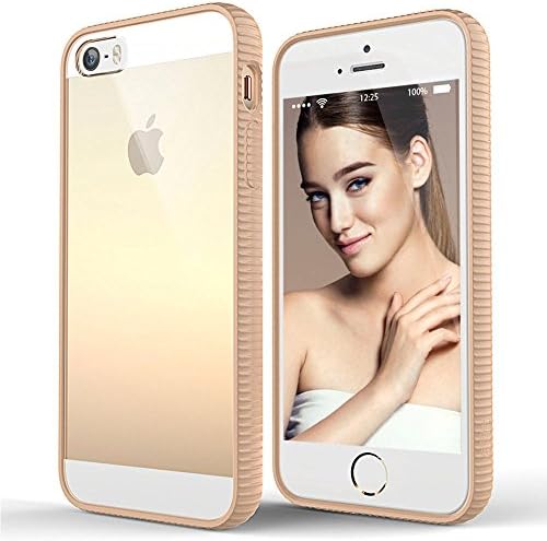 2016 Best New iPhone SE, iPhone 5 Case, BEFROG [CRYSTAL BACK] Soft Slim Flexible Grip Clear Back Pannel + Tpu Bumper Cover Case for Apple iPhone SE, iPhone 5 Special Edition Mini Clear (Caramel Gold)