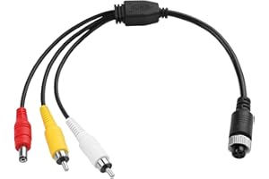 TIENFOKOTA M12 4-Pin Aviation to RCA Video AV DC Male Connector Adapter, CCTV Surveillance System, Monitor/Camera Adapter Vid