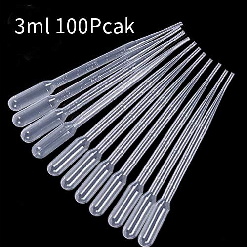 GLE2016 Clear White Plastic Liquid Dropper Pasteur Disposable Graduated Transfer Pipettes Pipetting (3ML(100 Pack))