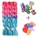 2 Tone Ombre Jumbo Braiding Hair Extention High Temperature Kanekalon Synthetic Braiding Crochet Twist Hair Braids With Small Free Gifts 24inch 3pcs/lot(Pink/Lake Blue)