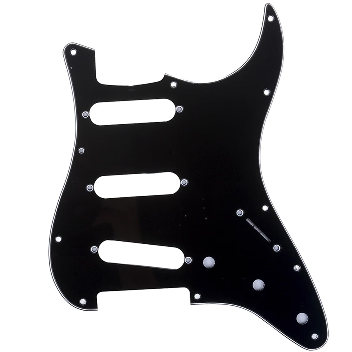 Musiclily Pro 11-Hole 62 Vintage SSS Strat Pickguard for American Stratocaster 62 Electric Guitar, 3Ply Black
