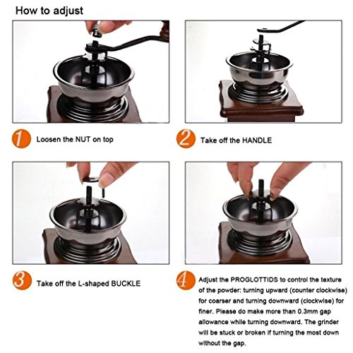 ReaLegend Wooden Manual Coffee Grinder Vintage Style Hand Coffee Mill