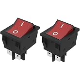 lcocove JD 2pcs 30A Power Switch 125V/250V AC Boat Rocker Switch ON/Off Switch 4Pins 2Position Red Light Illuminated Toggle Switch with UL Certificate