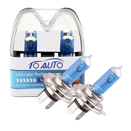 ToAUTO 2 X H4 100W/90W 12V Car Headlight Lamp P43t Halogen Light Super Bright Fog Xenon Bulb White