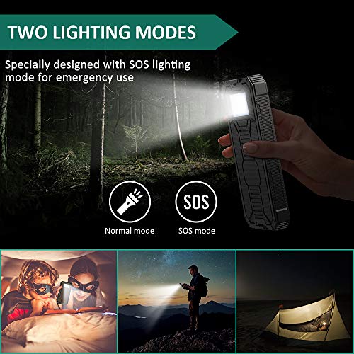 Solar Charger, STOON 15000mAh Solar Power Bank Phone Charger with Dual USB Ports for iPhone, iPad, Galaxy and More, Portable External Battery Pack with 6 LED Lights for Outdoor Camping Travelling