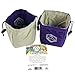 Third Die Dice Bag - Handcrafted And Reversible Drawstring Bag That Stands Open On The Table - For All Your Gaming Needs - Purple and Light Gray