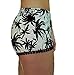Women's Small Balls Tassel Edge Floral Print Beach Shorts,Yellow/Green