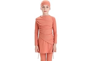 OBEEII Girls Muslim Swimsuits Full Coverage Long Sleeve Swimwear Burkini Hijab Bathing Suit Summer Surfing Islamic Rash Guard